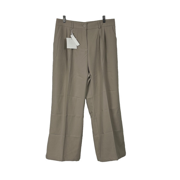DECIVI Pants - DECIVI Wide Leg Trousers Womens XLarge Khaki Tan Pleated Elastic Waist New